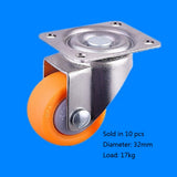 Maxbell 10x Nylon All Swivel Caster Wheels Plate Caster for Trolleys Orange 32mm