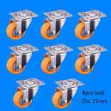 Maxbell 8x Nylon All Swivel Caster Wheels Plate Caster for Trolleys Orange 25mm 13kg