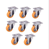 Maxbell 8x Nylon All Swivel Caster Wheels Plate Caster for Trolleys Orange 32mm