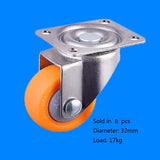 Maxbell 8x Nylon All Swivel Caster Wheels Plate Caster for Trolleys Orange 32mm