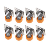 Maxbell 8x Nylon All Swivel Caster Wheels Plate Caster for Trolleys Orange 32mm