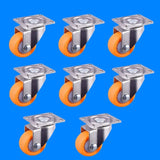 Maxbell 8x Nylon All Swivel Caster Wheels Plate Caster for Trolleys Orange 32mm