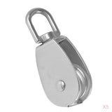 Maxbell 5pieces Stainless Single Wheel Pulley Block Swivel Rope Sheave Eye M15