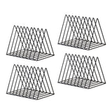 Maxbell 4x Metal Desk Book Holder Modern Minimalist Bookshelf for Home Office Black