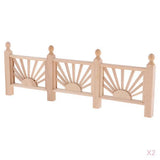 Maxbell 2Pcs 1/12 Dollhouse Miniature Unpainted Garden Wooden Rail Fence Barrier
