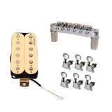 Maxbell Roller Saddle Bridge+Double Coil Humbucker Pickup+Tuning Pegs