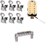 Maxbell Roller Saddle Bridge+Double Coil Humbucker Pickup+Tuning Pegs