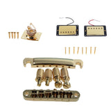 Maxbell Gold Bridge Tailpiece+Sealed Humbucker Pickup Set+Guitar Output Jack