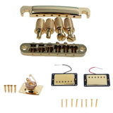 Maxbell Gold Bridge Tailpiece+Sealed Humbucker Pickup Set+Guitar Output Jack
