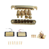 Maxbell Gold Bridge Tailpiece+Sealed Humbucker Pickup Set+Guitar Output Jack