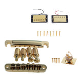 Maxbell Gold Bridge Tailpiece+Sealed Humbucker Pickup Set+Guitar Output Jack