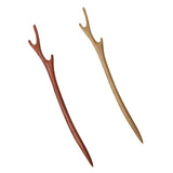 Maxbell 2pcs Vintage Wood Antler Hair Sticks Handmade Hairpin Chignon Pin Accessory