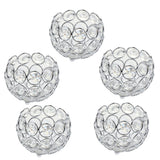 Maxbell 5 Pieces Crystal Candle Holder Banquet Tabletop Candlestick Silver