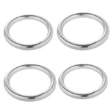 Maxbell 4 Pieces 2-Size Smooth Welded Polished Boat Marine Stainless Steel O Ring