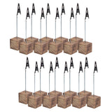 Maxbell 20 Pieces Rustic Fire Scar Wooden Base Photo Clip Wedding Table Card Holder