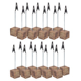 Maxbell 20 Pieces Rustic Fire Scar Wooden Base Photo Clip Wedding Table Card Holder