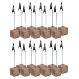 Maxbell 20 Pieces Rustic Fire Scar Wooden Base Photo Clip Wedding Table Card Holder