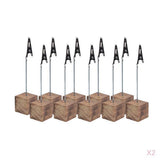 Maxbell 20 Pieces Rustic Fire Scar Wooden Base Photo Clip Wedding Table Card Holder