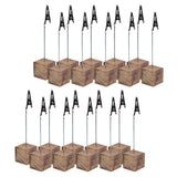 Maxbell 20 Pieces Rustic Fire Scar Wooden Base Photo Clip Wedding Table Card Holder