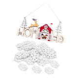 Maxbell 100x White Wooden Snowflake+1pcs Wooden Snowhouse for Christmas Decorations