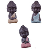 Maxbell 4 Pieces Tea Tray Decor - Little Monk Buddha Ceramic Statues Holder Tea Pet