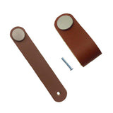 Maxbell 2x Handmade Leather Suitcase Handle Drawer Cabinet Leather Handle Pulls Knob
