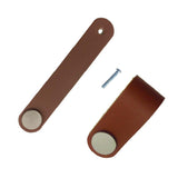 Maxbell 2x Handmade Leather Suitcase Handle Drawer Cabinet Leather Handle Pulls Knob