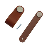Maxbell 2x Handmade Leather Suitcase Handle Drawer Cabinet Leather Handle Pulls Knob