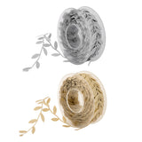 Maxbell 2pcs 15m Leaves Ribbon Trim Wreath for Wedding Wall Crafts Party Decoration
