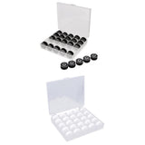 Maxbell 50Pcs Black & White Bobbins and Sewing Thread with Case for Brother Singer