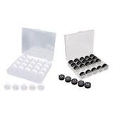 Maxbell 50Pcs Black & White Bobbins and Sewing Thread with Case for Brother Singer