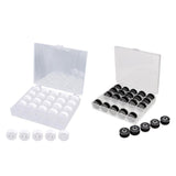Maxbell 50Pcs Black & White Bobbins and Sewing Thread with Case for Brother Singer