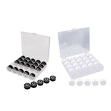 Maxbell 50Pcs Black & White Bobbins and Sewing Thread with Case for Brother Singer