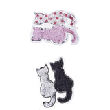 Maxbell 2Pcs Cute Cat Sequins Sewing Applique Reversible Embroidery Clothes Patches