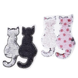 Maxbell 2Pcs Cute Cat Sequins Sewing Applique Reversible Embroidery Clothes Patches