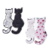 Maxbell 2Pcs Cute Cat Sequins Sewing Applique Reversible Embroidery Clothes Patches