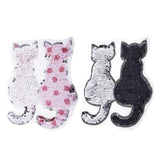 Maxbell 2Pcs Cute Cat Sequins Sewing Applique Reversible Embroidery Clothes Patches