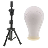 Maxbell 23'' Canvas Mannequin Head for Wigs Hat Making Display Holder Tripod Stand