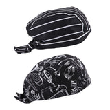 Maxbell 2 Pieces Kitchen Catering Chef Skull Cap Tie Back Pirate Hat Headwrap Unisex