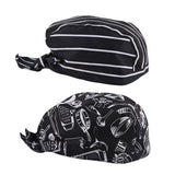 Maxbell 2 Pieces Kitchen Catering Chef Skull Cap Tie Back Pirate Hat Headwrap Unisex