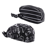 Maxbell 2 Pieces Kitchen Catering Chef Skull Cap Tie Back Pirate Hat Headwrap Unisex