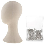 Maxbell 22" Canvas Block Mannequin Head Wig Hat Making Display Holder & 150x T Pins