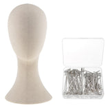Maxbell 22" Canvas Block Mannequin Head Wig Hat Making Display Holder & 150x T Pins