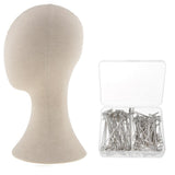 Maxbell 22" Canvas Block Mannequin Head Wig Hat Making Display Holder & 150x T Pins
