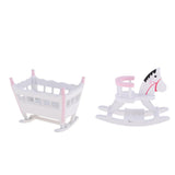 Maxbell 1/12 Dollhouse Miniature Wooden Baby Cradle, Rocking Horse Nursery Room Accs