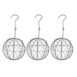 Maxbell 3Pcs 15cm Iron Ball Shape Succulent Pot Metal Hanging Planter Plant Holder