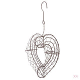 Maxbell 4Pcs 21cm Iron Heart Shape Succulent Pot Metal Hanging Planter Plant Holder