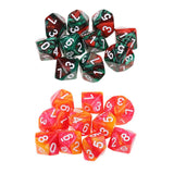 Maxbell 20pcs 10 Sided D10 Polyhedral Dice Double Color for DND RPG   Orange Red