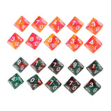 Maxbell 20pcs 10 Sided D10 Polyhedral Dice Double Color for DND RPG   Orange Red