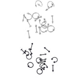 Maxbell 32 Pieces 16g Stainless Steel Assorted Eyebrow Ear Lip Navel Ring  Piercing